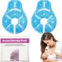 Breast Therapy Ice Packs, Hot and Cold Breast Pads, Breastfeeding Essentials Large Gel Bead Packs for Moms, 4 Pack (Teal, L)