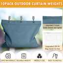 10 Set Outdoor Curtain Weights Upgraded 30 oz High Weighted Sand Bags with 30 Metal Clips for Gazebo Patio Tent Tablecloth 7.5"*8.7" Blue
