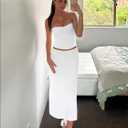 Tube Tops for Women Twist Knot Summer Going Out Crop Tops Backless Strapless Bandeau Tops Y2K Basic (White, L)