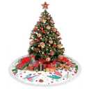 Christmas Dinosaur Christmas Tree Skirt 48 Inch Tree Skirt for Holiday Christmas Decorations Xmas Tree Skirt with White Fringed Border