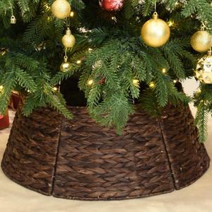 YoleShy 26'' Christmas Tree Collar Hand-Woven Natural Water Hyacinth Base Cover Beautiful Basket Xmas Tree Decor (Brown)