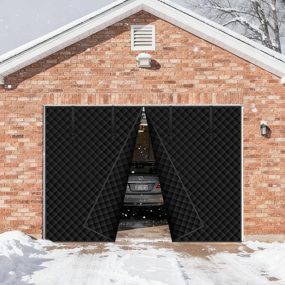 Garage Door Screen for Winter,Thermal Garage Door Insulation Kit, Magnetic Thermal Insulated Garage Cover Curtain, Garage Privacy Screen Blackout, Weatherproof Soundproof(9 x 8Ft)