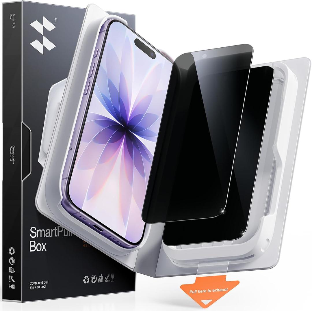 SMARTDEVIL 2 Pack Tempered Glass for iPhone 17 Privacy Screen Protector | Military-Grade Shatterproof Protection, 9H Hardness, Anti-Spy Privacy Film, Fast & Easy Installation, Case Friendly Design