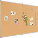 Double-Sided Large Cork Board, 60" x 36" Foldable Hanging Aluminum Framed Bulletin Board, Vision Board Pin Board Corkboards for Walls, Office, School Decor, 20 Pushpins