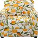 hyha Couch Covers, Chair/Sofa Covers, Floral Pattern, Stretch, Printed, 2 Pieces, Armchair Slipcover, Separate Couch Cushion Slipcover, Furniture Protector for Dogs(Armchair, Lemon) (Small, Orange)