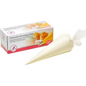 Keenpioneer Piping Bag - Disposable Cake Decorating Bag 100 Count, 12 inch, Clear