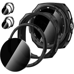 Suoman 2+2 Pack for Samsung Galaxy Watch 8 Classic 46mm Privacy Case, [3-in-1] [Anti-Peeping] Tempered Glass Screen Protector+ All-Around Protective TPU Bumper Cover