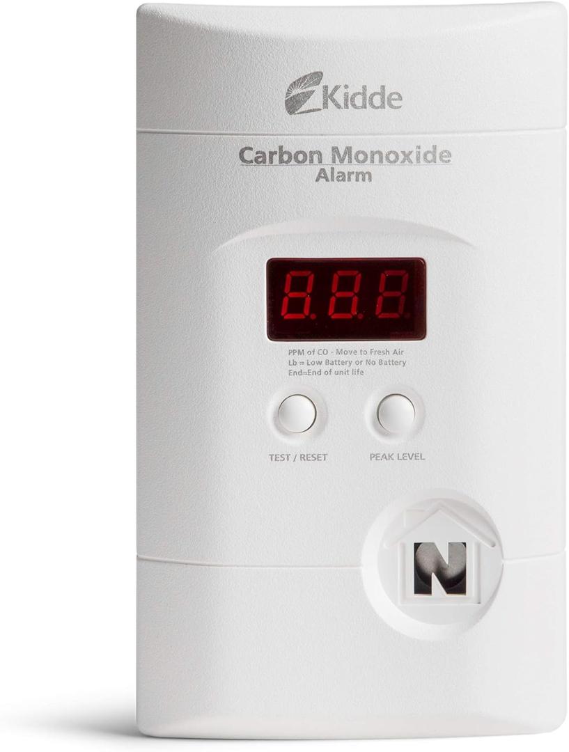 Kidde Carbon Monoxide Detector, Plug In Wall with 9-Volt Battery Backup, Digital LED Display (1 Pack)
