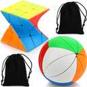 Jerify Ivy Cube 2 Pack Twist 3x3 Stickerless Cube Mini Ball Shaped Puzzles Toy 2 Styles Birthday Gifts Classroom Rewards School Supplies for Students Beginners Skilled Players