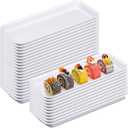 Ziliny 30 Pcs White Serving Platters 14 x 6 Inch Rectangle Serving Trays Reusable Food Tray Dishes Dessert Trays Plastic Plates for Wedding Home Table Thanksgiving Christmas Party
