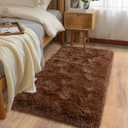 Soft Runner Rugs for Bedroom Hallways, 2x4 Brown Fluffy Shag Throw Area Rug Non Slip for Bedside Dorm, Long Shaggy Furry Carpet for Nursery Living Room