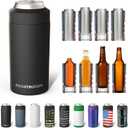 Frost Buddy Universal Can Cooler - Fits All - For Regular 12 & 16 oz or Slim-Size Bottles - Insulated Double-Walled Stainless Steel (Matte Black)