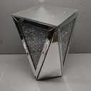 Henf Silver Mirrored End Side Table Crystal Decor Accent Table for Living Room, Bedroom Mirrored Small Nightstand, 13.8''x13.8''x23.6''
