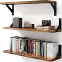 VMROF Floating Shelves for Wall, Wall Mount Book Shelf, Hanging Shelves, Wall Bookshelf for Bedroom, Office, Living Room (Rustic Brown, 17 Inches)