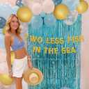 Two Less Fishin the Sea Gold Banner Balloons Blue Curtain for Nautical Theme Engagement Party Beach Wedding Anchor Cruise Banner Decorations