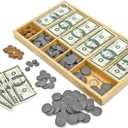 Melissa & Doug Play Money Set - Educational Toy with Paper Bills and Plastic Coins (50 of Each Denomination) and Wooden Cash Drawer for Storage