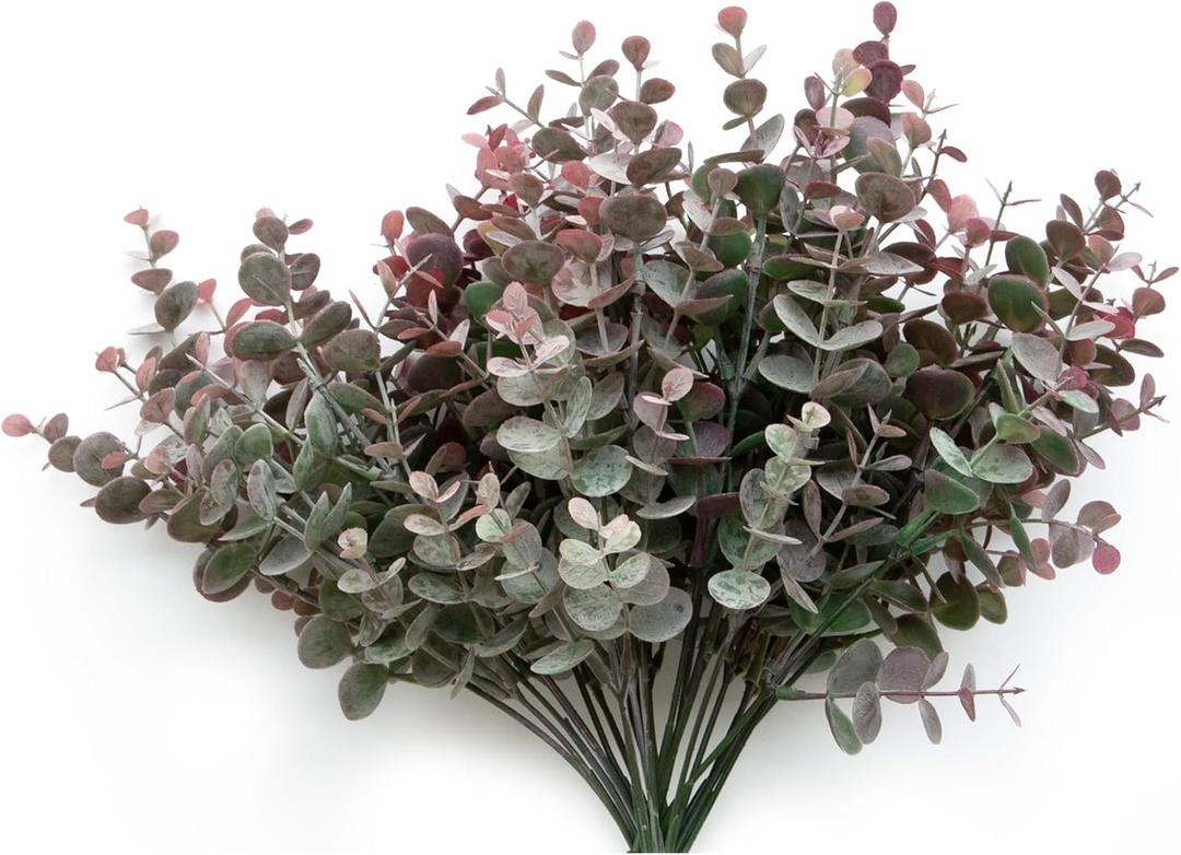 5 Bundles Artificial Eucalyptus StemsFaux Greenery Fake Dust Frosted Eucalyptus Branches LeavesFake Plants for DecorationDusty Mauve