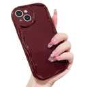 ekoneda for iPhone 16 Pro Max Case Simple Curly Wavy Frame Design, Silicone Cute Glossy Aesthetic Wave Thin Slim Fit Soft TPU Protective Phone Case for iPhone 16 Pro Max Cover Women Girls, Wine Red