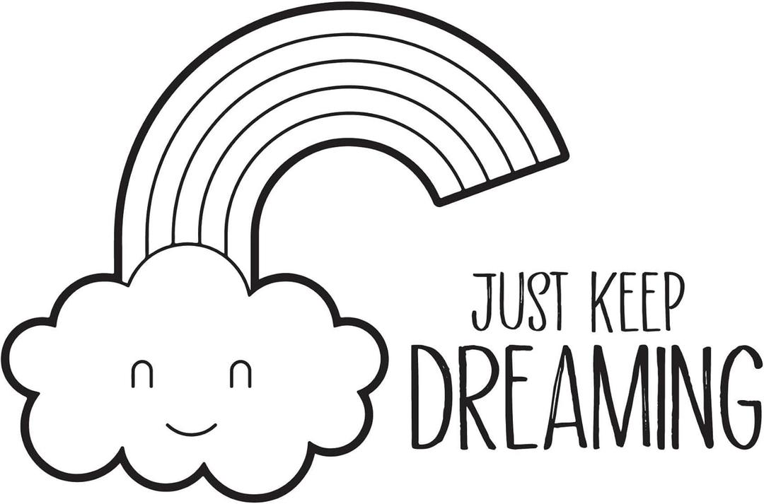 Children Just Keep Dreaming Uplifting Quote Wall Decal Decoration Beautiful Little Rainbow and Happy Clouds Wall Dcor Lasts Years and Easily Removable - Size: 40 in(W) x 36 in(H)