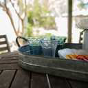 Creative Co-Op Oval Galvanized Metal Tray with Handles