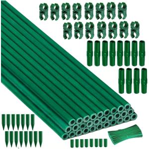 30Sets Garden Stakes Set 120pcs with 14 Inch Plant Sticks and Stake Arms, DIY 4ft 5ft 6ft 7ft 8ft Tomato Stakes, Garden Stakes for Vegetables Tomato Pepper Indoor Outdoor Plants