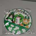 Deroro Welcome St Patricks Day Cat Front Door Sign, Lucky Shamrock Clover Wood Door Hanger Outdoor Outside Porch Decor, Irish Spring Wooden Wreath Indoor Wall Hanging Decoration Pet Lover Gift