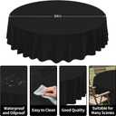 CXPSINC 16 Pack Premium Disposable Plastic Tablecloth 84" Round Table Cover for Birthdays Weddings Christmas Anniversary (Black)