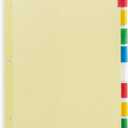 Blue Summit Supplies 8-Tab Binder Dividers, Manila Paper with Insertable Colored Plastic Tabs, Reinforced 3 Ring Dividers with Perforated Paper Tab Inserts, 48 Sets