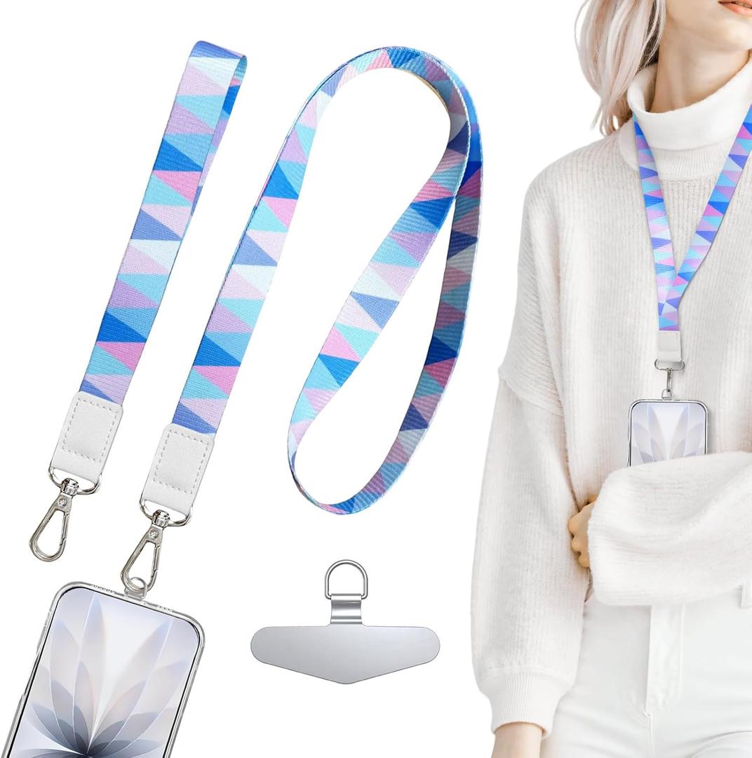 TENOC Universal Phone Lanyards, Cell Phone Wrist Strap, Multipurpose Neck Strap for ID Badges Card Holder Keys, Light Blue
