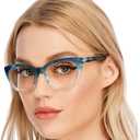 AQWANO Oversized Cat Eye Reading Glasses Women Blue Light Blocking, Filter UV Ray/Glare Computer Readers Fashion, Blue 1.75