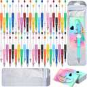Yeaqee 150 Pieces Beadable Pens Kit 50 Pieces Colors Plastic Beaded Ballpoint Pens Bulk 50 Foil Thank You Cards with 50 Resealable Packaging Bags for School DIY Making Gift(Bright Style)