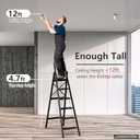 Lightweight Aluminum 6 Step Ladder Folding Step Stool Stepladders with Anti-Slip and Wide Pedal for Home and Kitchen Use Space Saving (Black)