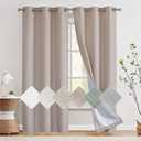Jinchan 100% Blackout Curtains for Bedroom Living Room Linen Blackout Curtains 96 Inch Long Room Darkening Curtains Linen Textured Drapes 2 Panels Window Curtains Grommet Top Heathered Taupe