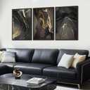Kyiyhzp 3Pcs Abstract Black Gold Wall Art Modern Minimalist Wall Decor Prints Black gold grey pictures Marble painting artwork for Living Room Bedroom Office Home Decoration 16x24in Poster