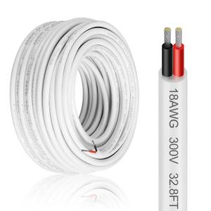 18 Gauge 2 Conductor Electrical Wire, 32.8FT 18AWG Low Voltage Landscape Wire, PVC Insulated 2 Wire Cable, Flexible Cord for Residential Wiring LED Lighting Strips Automotive Garden Bell Speaker (32.8FT/10M)