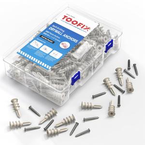 Self Drilling Drywall Anchor Kit - Wall Anchors With Screws for Drywall, Plastic Anchors, 400 Pieces (200 Pack)