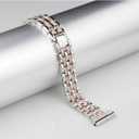 Bands Compatible with Fitbit Versa 2/Versa Lite/Versa, Women Replacement Metal Rhinestone Bling Bracelet Wristband, Silver with Rose Gold