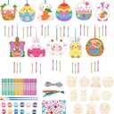 Prewplam DIY Craft for Kids - 11 Pack Wooden Painting Wind Chime Kit with Egg Bunny Lamb Chick Gnome Duck Jesus Basket, School Party Favor Birthday Gifts for Kids Girls Boys