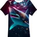 RAISEVERN Boys Girls 3D Graphic Printed T-Shirts Short Sleeve Summer tees for 4-14 Years (M)