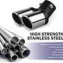 Dual Exhaust Tip, Stainless Steel Bending Muffler Exhaust with Bolt, 2.5" Inlet Dual Tail Pipe Muffler Tip, Exhaust Pipe Modification Accessories, Muffler Tail for Most Cars (Black Silver)