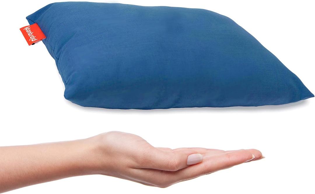 Pipsqueak Microfiber Pillow - Small, Mini, Tiny - 11 x 7 in - Perfect for Travel, Cars, Airplanes, Camping, Dogs, Toddlers, Kids, Lumbar, Knees and Neck - Ages 2 Yrs and Up (Blue)