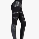 MeMoi Sexy Moto Pleather Accent Shaping Leggings, L/XL