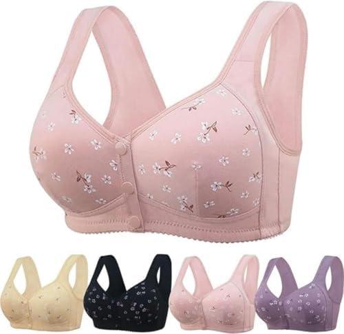 Daisy Bras for Older Women No Underwire Front Closure Comfort Senior Wireless Snap Closing Bra 44C