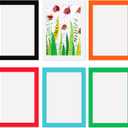 Eco-Friendly A4 Cardboard Photo Frames Set of 6 - Removable Adhesive Ultra-Thin Frames for 21x29.7cm Pictures/Documents,No-Residue Easy Peel for Wall,Glass,Tile (White,Black,Green,Blue,Orange,Red)