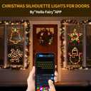 4pack-Christmas Window Silhouette Lights Decorations with APP & Remote Bells, Snowflakes, Snowmen, Stars, Christmas Window Lights with 16 Million Colors for Holiday Indoor Wall Door Glass Decorations