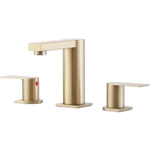 Gold Bathroom Faucet 3 Hole, Widespread Bathroom Faucet Brushed Gold, 2-Handles 8 Inch Centerset Bathroom Sink Faucets with Water Hoses and Drain Faucets for RV Bath Vanity Lavatory, RH079GVAL