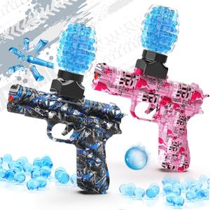 Gel Ball Blaster Guns 2 Pack, Small Manual Splat Orby Gun, Splatter Blaster for Adults, Outdoor Activities Shooting Games for Backyard, Garden& Lawn, for Ages 14+ Year Old (Glk06)