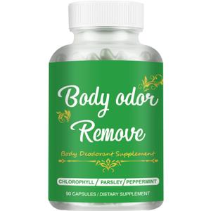 2 x Body Deodorizing Supplement, Natural Chlorophyll 90 Capsules for Women & Men, Full Deodorant Supplement, Body Internal Deodorant Pills with Mint & Parsley, BBD 03/2027