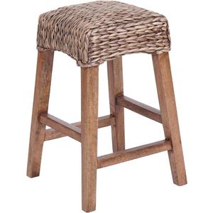 2 x JONATHAN Y CSL1101C Maui 25.5" Rustic Bohemian Hyacinth/Wood Backless Counter Stool for Home, Kitchen, Dining Room, Workspaces, Cafes and Resturants, Dark Brown Woven Seat with Natural Wood Frame