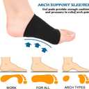 Nuanchu 4 Pairs Compression Arch Support Sleeves with Gel Pad Inside Metatarsal Compression Arch Support Brace Cushioned Gel Foot Sleeves for Women Men Flat Foot Pain Relief (Black)